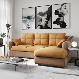 Диван угловой правый Неаполь Tesoro латте (эз) / Feleсita Camel 5