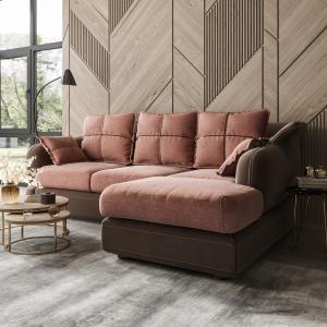 Диван угловой правый Неаполь Tesoro темно-коричневый (эз) / Chiaro 13