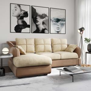 Диван угловой левый Неаполь Tesoro латте (эз) / Feleсita White cream 01 Диван угловой левый Неаполь Tesoro латте (эз) / Feleсita White cream 01