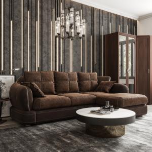 Диван угловой правый Неаполь Tesoro темно-коричневый (эз) / Feleсita Chocolate 10