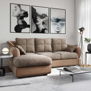 Диван угловой левый Неаполь Tesoro латте (эз) / Feleсita Taupe 13