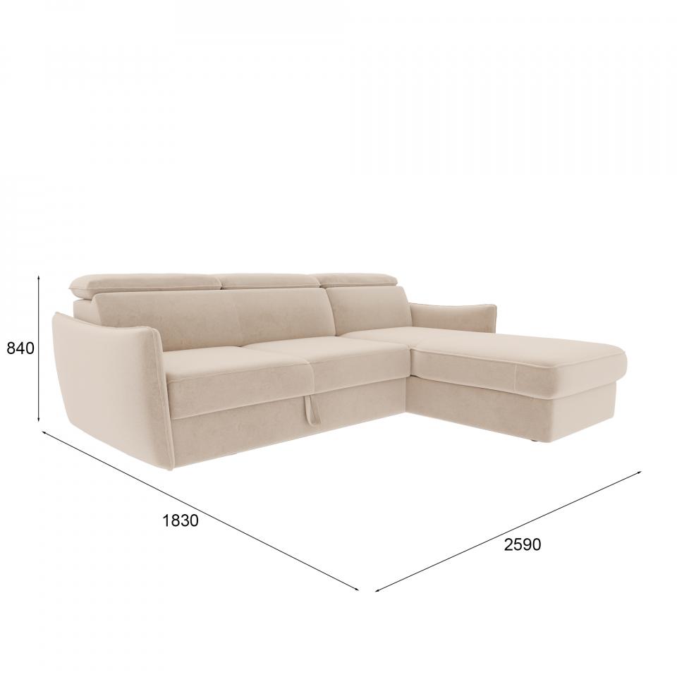 Диван угловой правый Торонто Velutto 04 Вариант 1