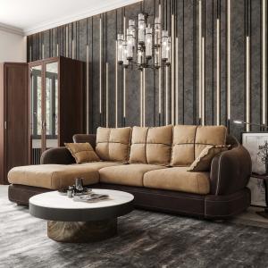 Диван угловой левый Неаполь Tesoro темно-коричневый (эз) / Felicita Light brown 11