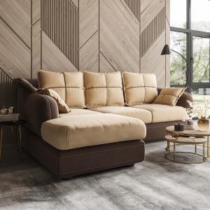 Диван угловой левый Неаполь Tesoro темно-коричневый (эз) / Chiaro 20