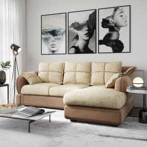 Диван угловой правый Неаполь Tesoro латте (эз) / Feleсita White cream 01