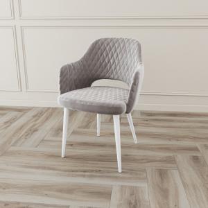 Стул с подлокотниками Вильям Ромб Белый / Barkhat-M 25