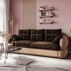 Диван 3-х местный Неаполь Tesoro латте (эз) / Feleсita Chocolate 10