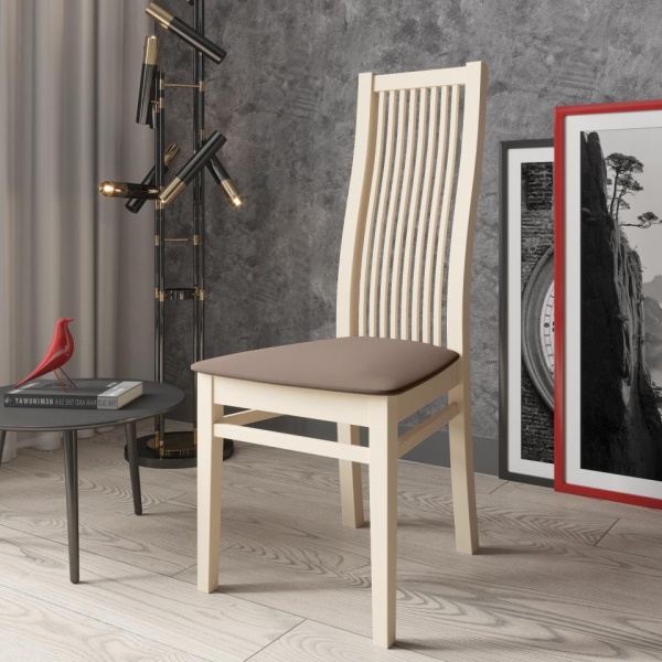 Стул Марио 044 Эмаль слоновая кость / Velutto 23