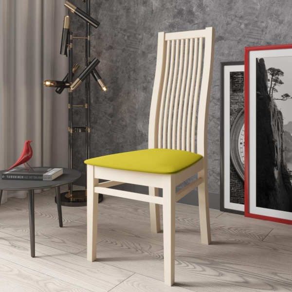 Стул Марио 044 Эмаль слоновая кость / Velutto 28