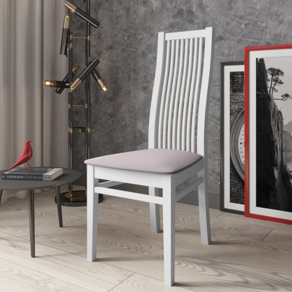 Стул Марио 044 Эмаль белая / Velutto 08