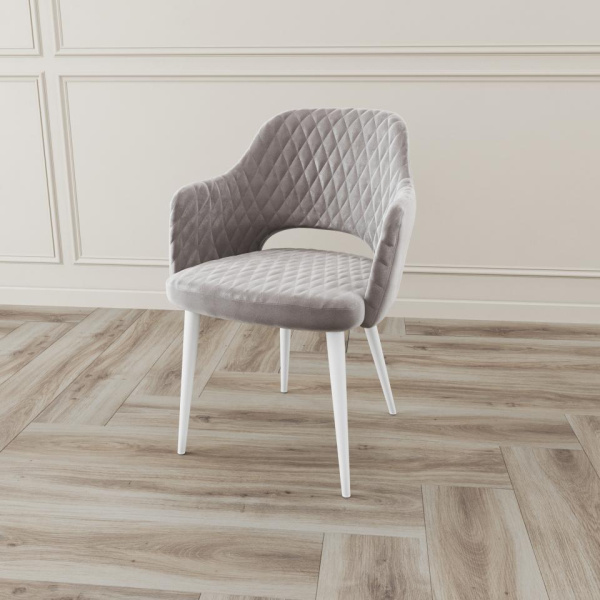 Стул с подлокотниками Вильям Ромб Белый / Barkhat-M 25