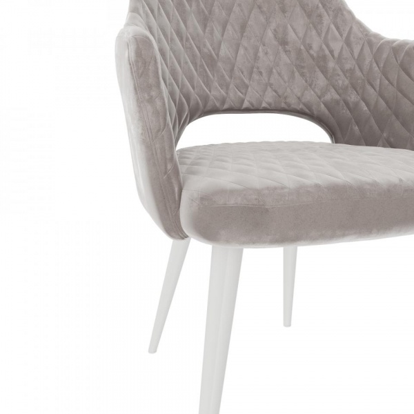 Стул с подлокотниками Вильям Ромб Белый / Barkhat-M 25