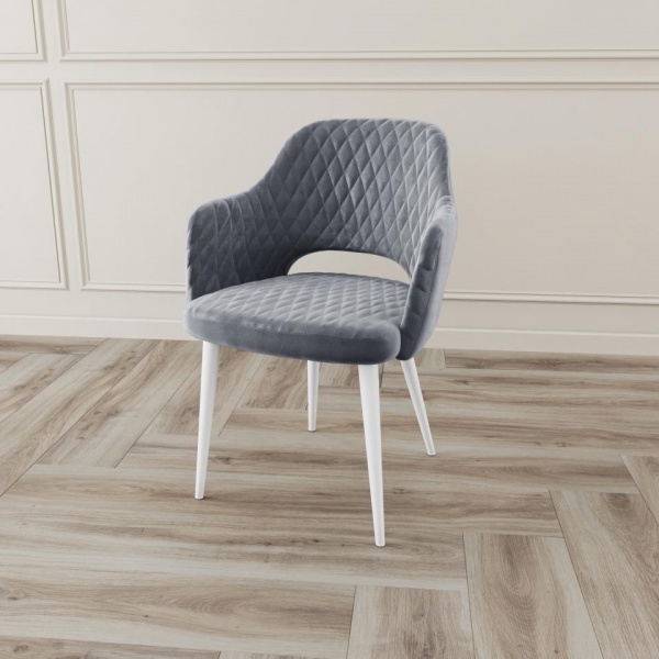 Стул с подлокотниками Вильям Ромб Белый / Barkhat-M 27