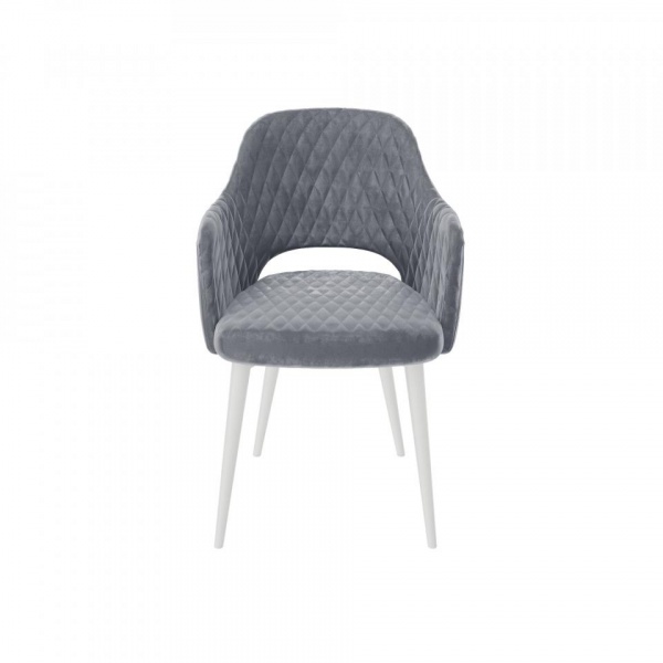 Стул с подлокотниками Вильям Ромб Белый / Barkhat-M 27