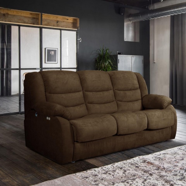 Диван 3-местный электро-реклайнер Ридберг Лаки коричневый