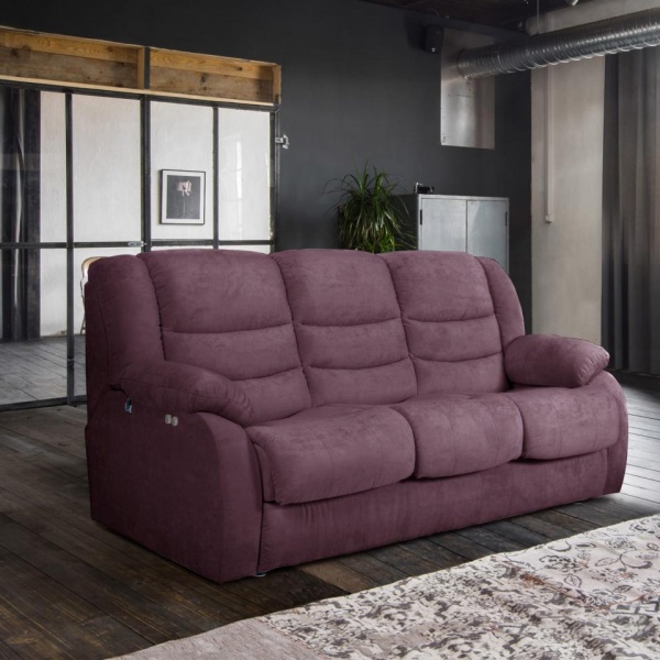 Диван 3-местный электро-реклайнер Ридберг Лаки сиреневый