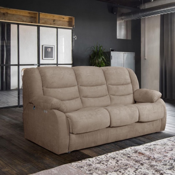 Диван 3-местный электро-реклайнер Ридберг Лаки бежевый