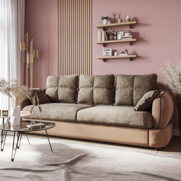 Диван 3-х местный Неаполь Tesoro латте (эз) / Feleсita Taupe 13