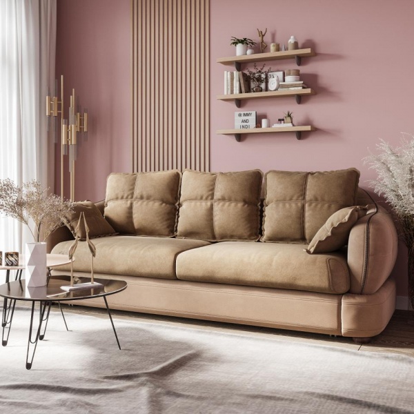 Диван 3-х местный Неаполь Tesoro латте (эз) / Felicita Light brown 11