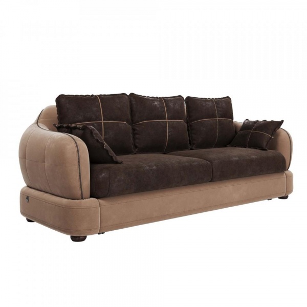Диван 3-х местный Неаполь Tesoro латте (эз) / Feleсita Chocolate 10