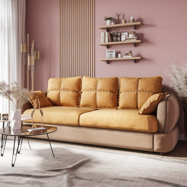 Диван 3-х местный Неаполь Tesoro латте (эз) / Feleсita Camel 5