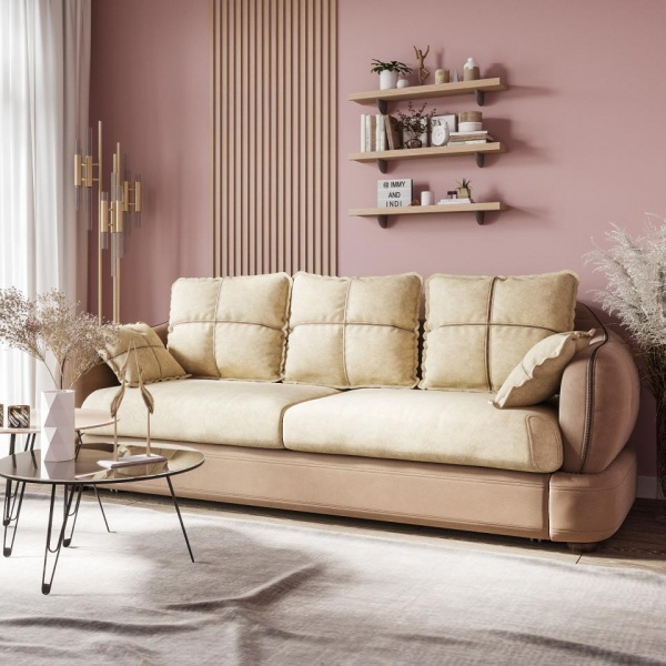 Диван 3-х местный Неаполь Tesoro латте (эз) / Feleсita White cream 01