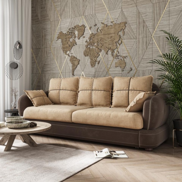 Диван 3-х местный Неаполь Tesoro темно-коричневый (эз) / Feleсita Latte 03