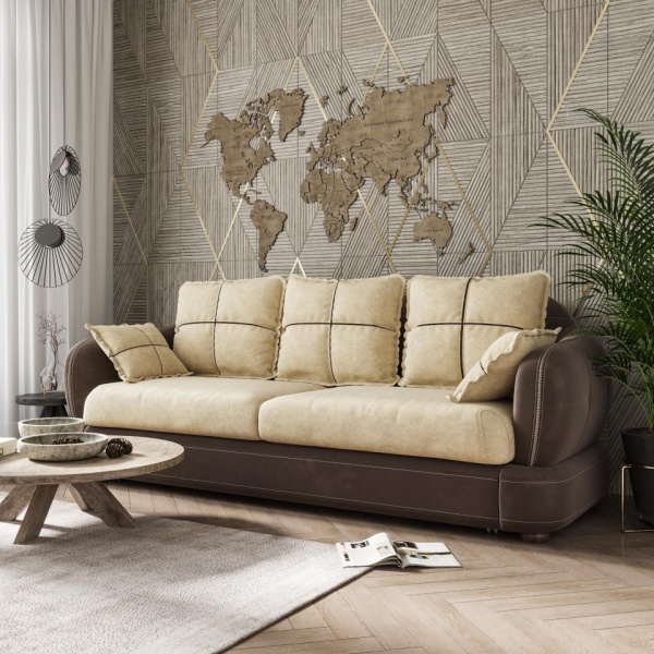 Диван 3-х местный Неаполь Tesoro темно-коричневый (эз) / Feleсita White cream 01