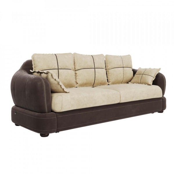 Диван 3-х местный Неаполь Tesoro темно-коричневый (эз) / Feleсita White cream 01