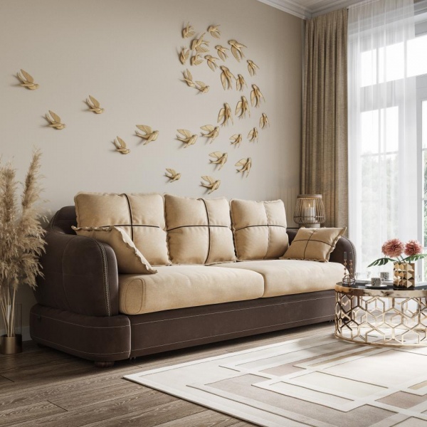 Диван 3-х местный Неаполь Tesoro темно-коричневый (эз) / Chiaro 20