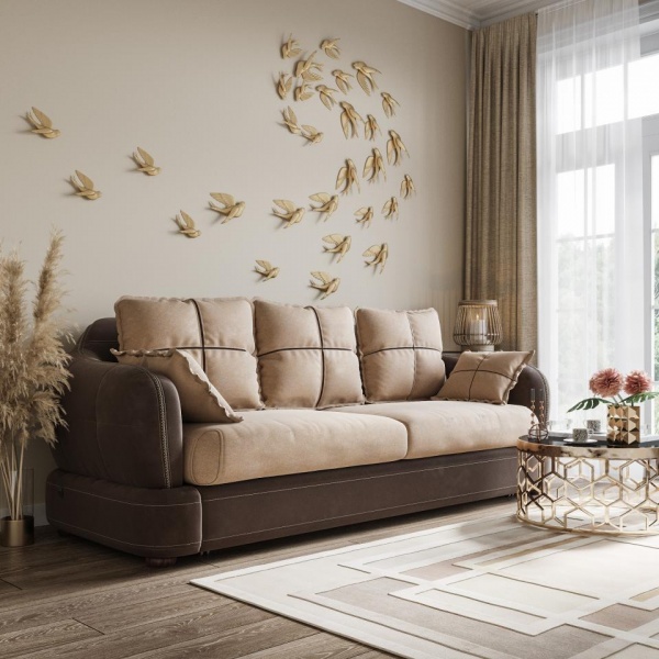 Диван 3-х местный Неаполь Tesoro темно-коричневый (эз) / Chiaro 2