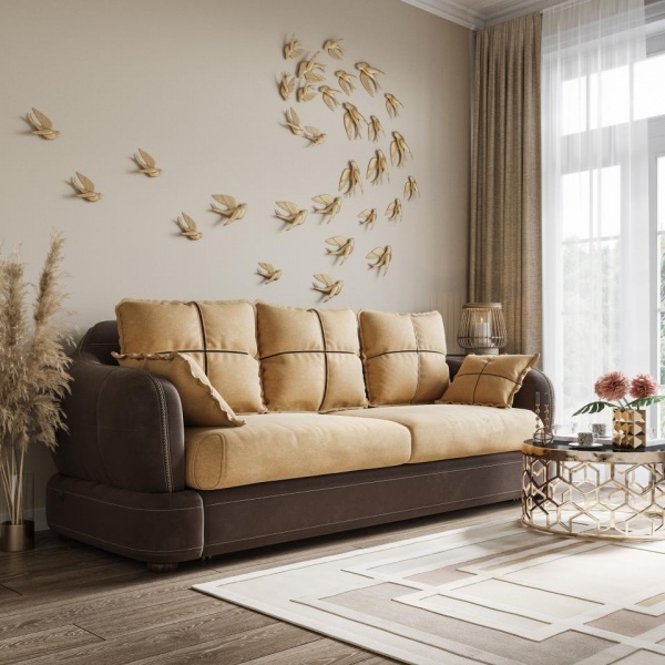 Диван 3-х местный Неаполь Tesoro темно-коричневый (эз) / Chiaro 1