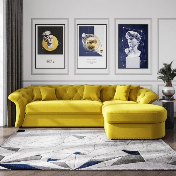 Диван угловой правый Гермес Velutto 28