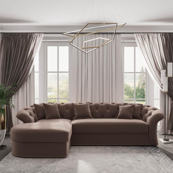 Диван угловой левый Гермес Velutto 22