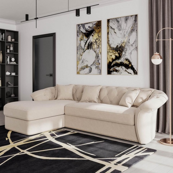 Диван угловой левый Гермес Velutto 04