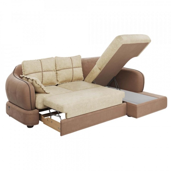 Диван угловой правый Неаполь Tesoro латте (эз) / Feleсita White cream 01