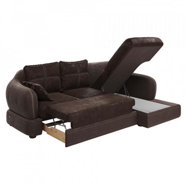 Диван угловой правый Неаполь Tesoro темно-коричневый (эз) / Feleсita Chocolate 10