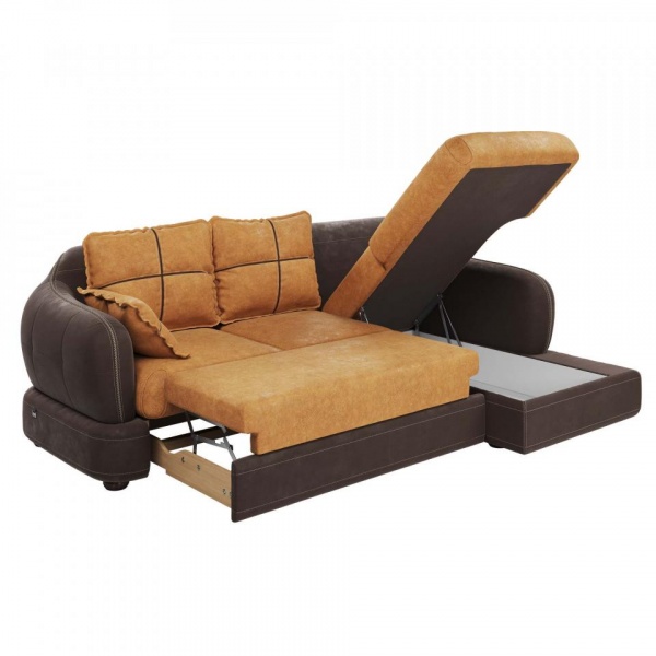 Диван угловой правый Неаполь Tesoro темно-коричневый (эз) / Feleсita Camel 5