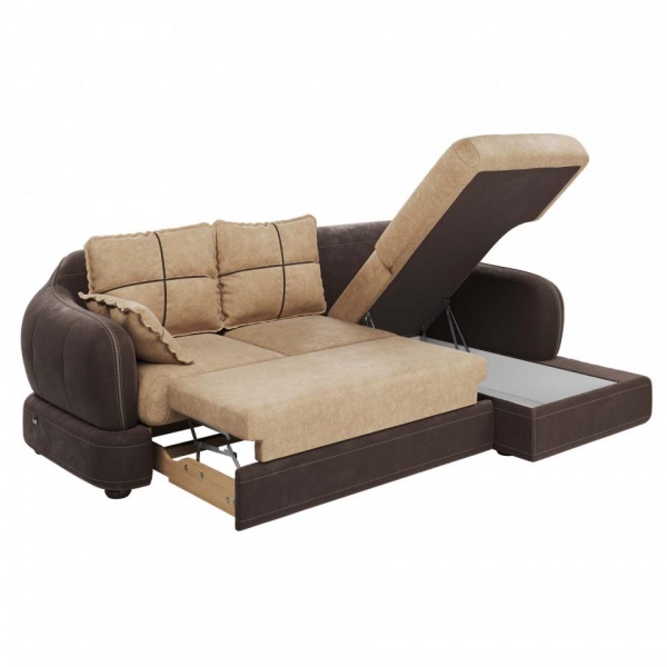 Диван угловой правый Неаполь Tesoro темно-коричневый (эз) / Feleсita Latte 03