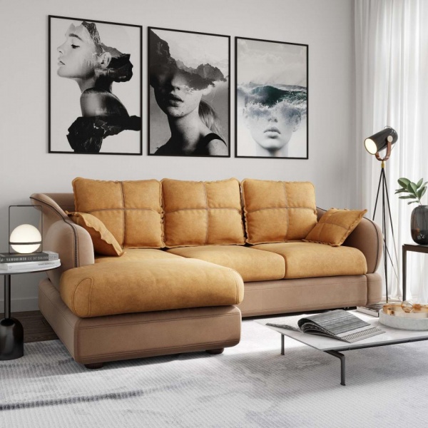 Диван угловой левый Неаполь Tesoro латте (эз) / Feleсita Camel 5