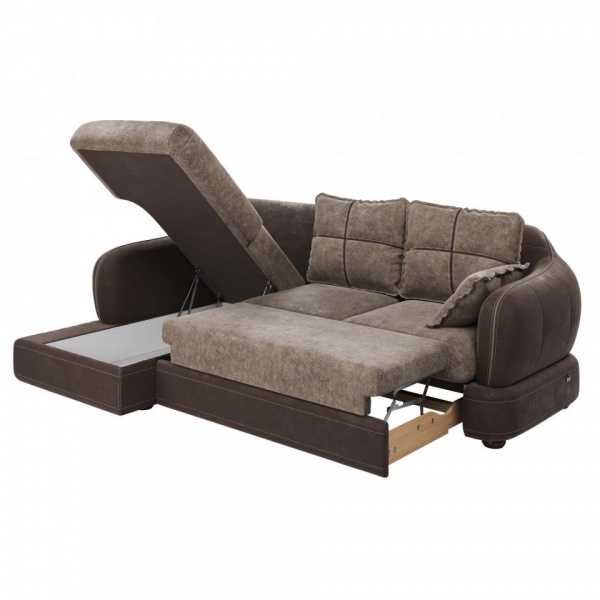 Диван угловой левый Неаполь Tesoro темно-коричневый (эз) / Feleсita Taupe 13