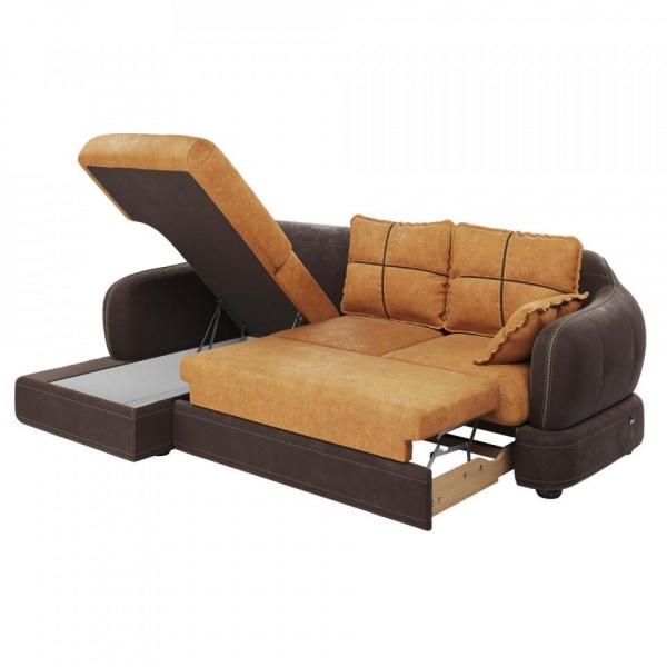 Диван угловой левый Неаполь Tesoro темно-коричневый (эз) / Feleсita Camel 5