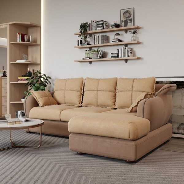 Диван угловой правый Неаполь Tesoro латте (эз) / Chiaro 1