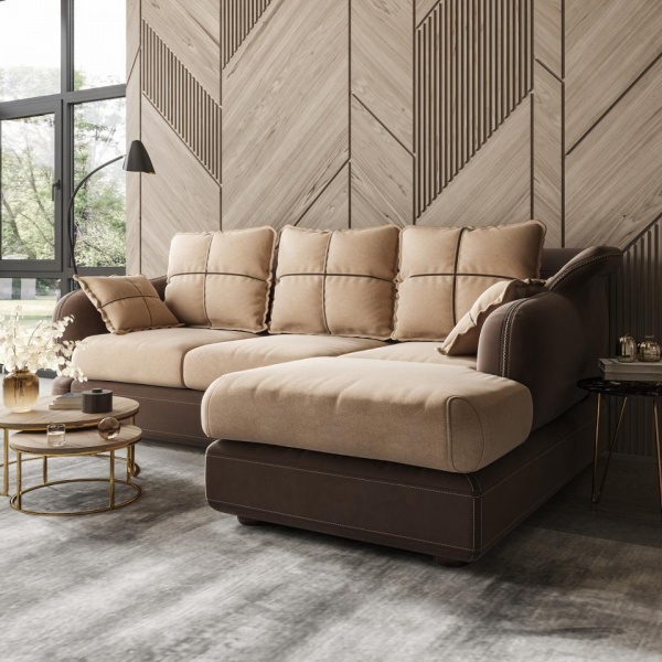 Диван угловой правый Неаполь Tesoro темно-коричневый (эз) / Chiaro 2