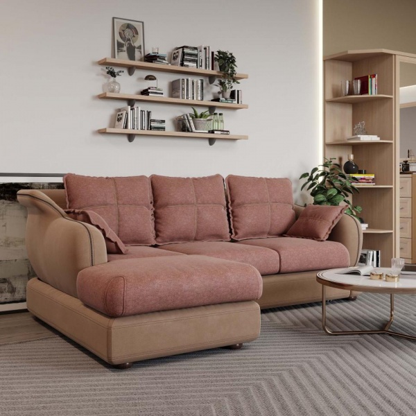 Диван угловой левый Неаполь Tesoro латте (эз) / Chiaro 13