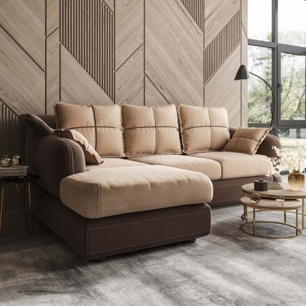 Диван угловой левый Неаполь Tesoro темно-коричневый (эз) / Chiaro 2