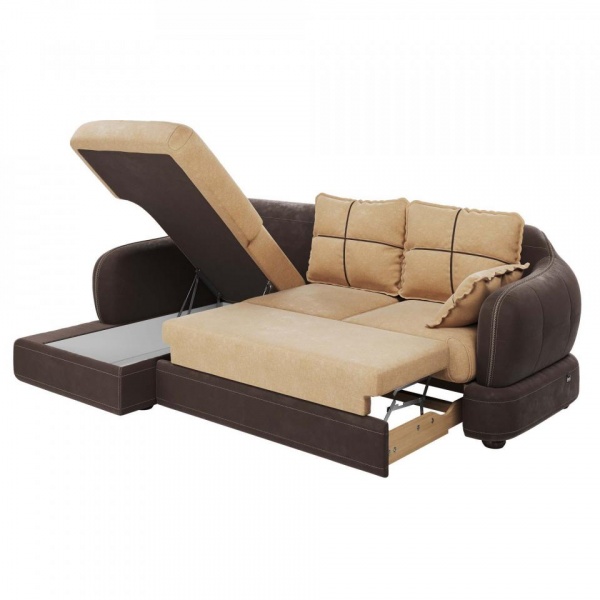 Диван угловой левый Неаполь Tesoro темно-коричневый (эз) / Chiaro 1