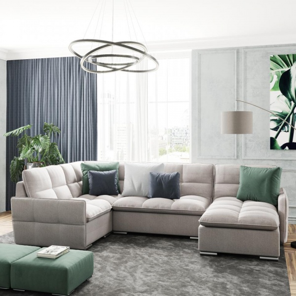 Модульный угловой диван Сидней с оттоманкой и креслом Tesla 05