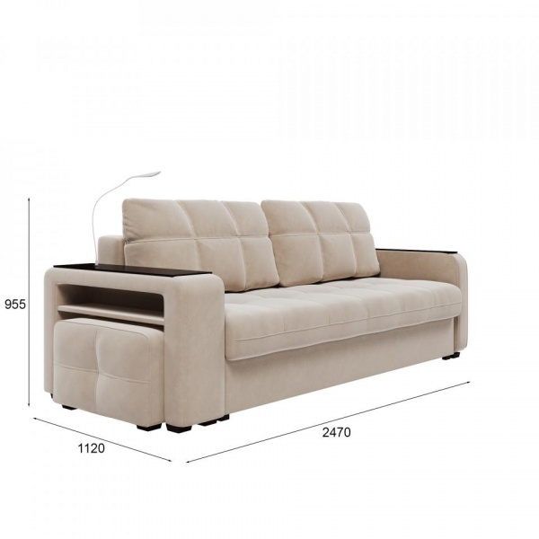 Диван Киль-4 с пуфом Velutto 04