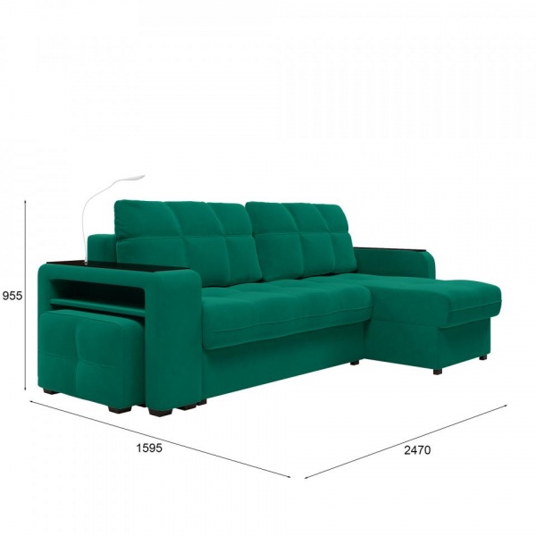 Диван угловой правый Киль-4 с пуфом Velutto 33